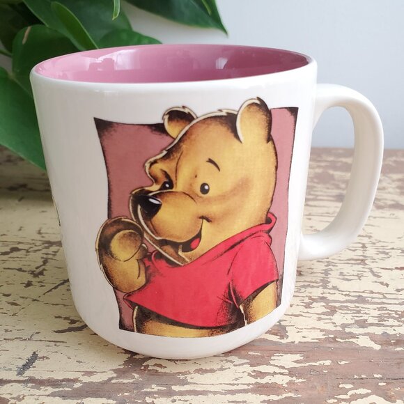 Disney Winnie The Pooh White Pink Coffee Cup Mug 10 Oz - Picture 1 of 7